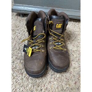 Caterpillar Steel Toe Mens Work Boots Leather Brown 11.5 USA Durable Protective